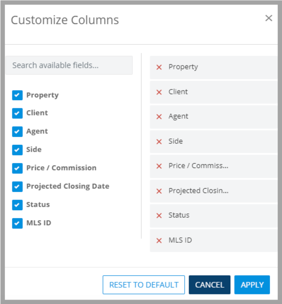 How to Customize Transaction Header Columns Propertybase Go